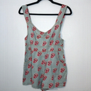 Handmade Rolling Stones chambray print romper